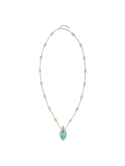 Chloé Gold Metal Necklace Featuring Gemstone Pendant In Gold