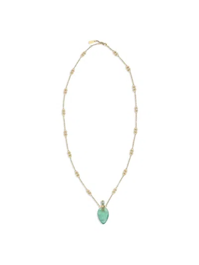 Chloé Gold Metal Necklace Featuring Gemstone Pendant In Gold