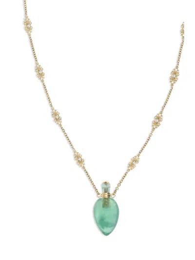 Chloé Gold Metal Necklace Featuring Gemstone Pendant In Gold