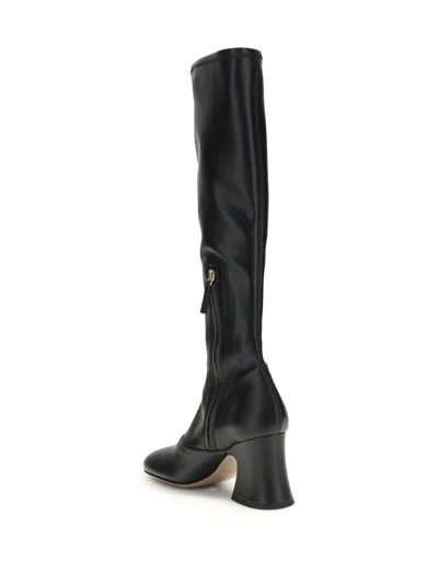 Chloé Knee-high Synthetic Leather Janis Block Heel Boots In Black