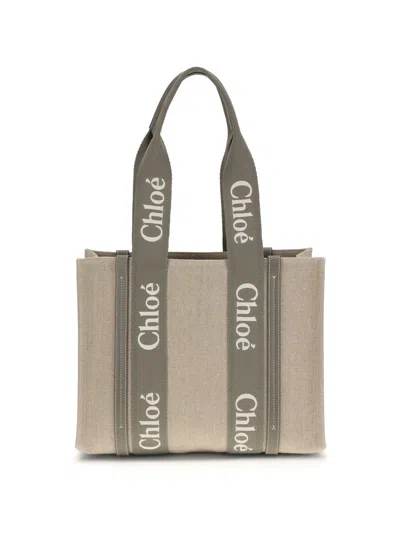 Chloé Woody Tote Bag In Sand