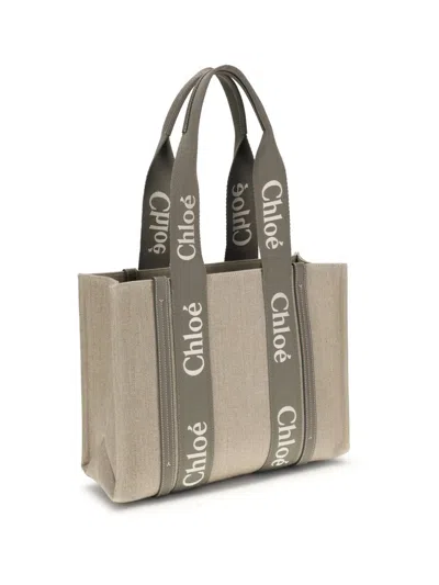 Chloé Woody Tote Bag In Sand