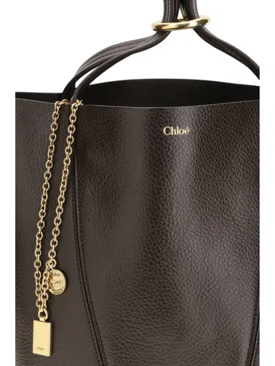 Chloé Spin Large Tote Bag In Brown