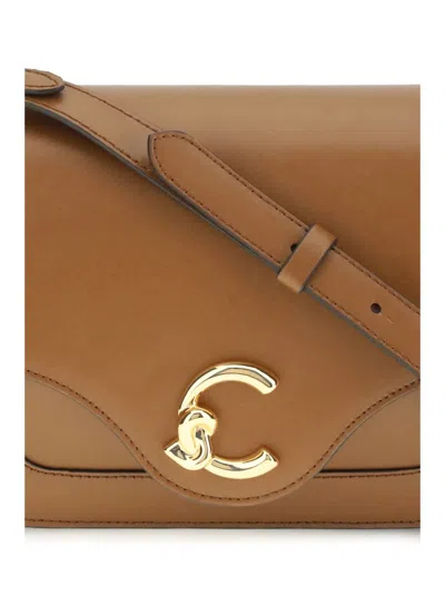 Coccinelle C-me Calf Cocker Small Shoulder Bag In Brown