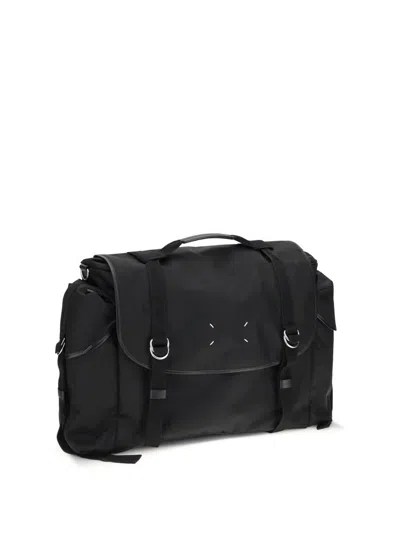 Maison Margiela Black Fabric Messenger Travel Bag In Black