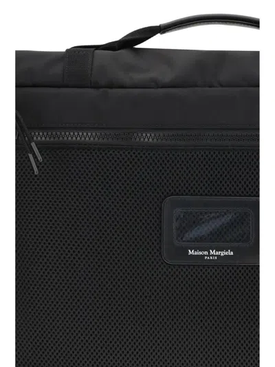 Maison Margiela Black Fabric Messenger Travel Bag In Black
