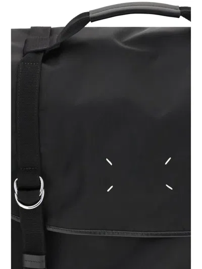 Maison Margiela Black Fabric Messenger Travel Bag In Black
