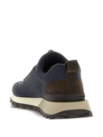 Brunello Cucinelli Performance Knit Sneakers Textured Sole In Gray