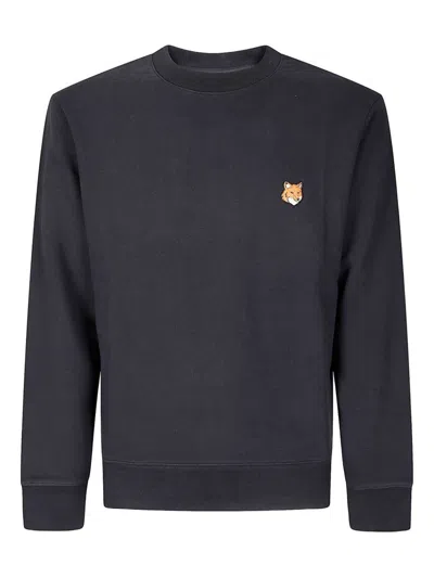 Maison Kitsuné Cotton Sweatshirt Featuring Fox Head Design In Black