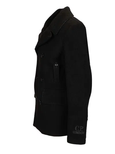 C.p. Company Adv - Medium Jacket In Duffel Coats Black In Black