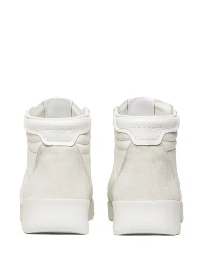 Courrèges Padded Leather Sneakers In White