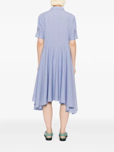 Marni Tulip-embroidered Striped Dress In Blue