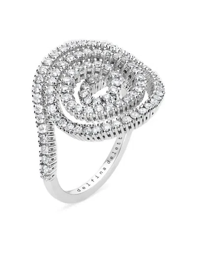 Delfina Delettrez 18k White Gold Diamond Loop Ring In Silver