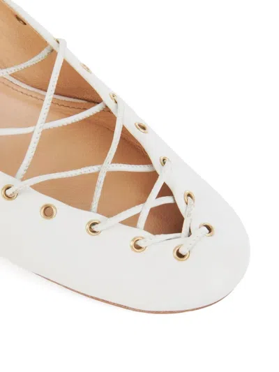 Chloé Chloe Ghilies Tie-up Leather Sandals In White