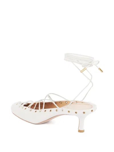 Chloé Chloe Ghilies Tie-up Leather Sandals In White