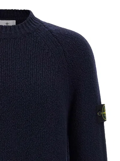 Stone Island Blue Boucl Sweater In Black