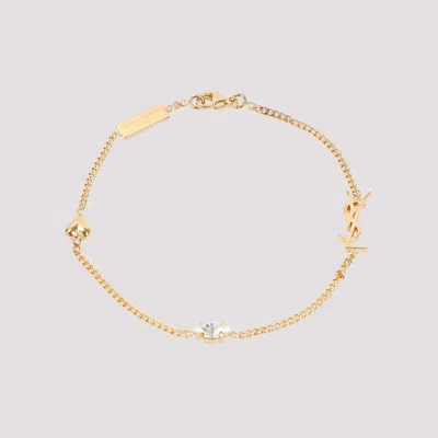 Saint Laurent Cassandre Heart Charm Bracelet In Gold