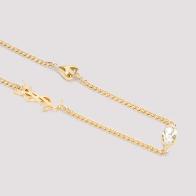 Saint Laurent Cassandre Heart Charm Bracelet In Gold
