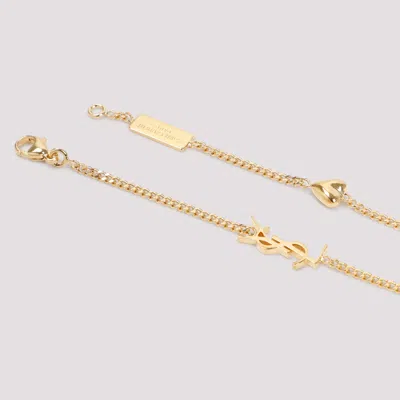 Saint Laurent Cassandre Heart Charm Bracelet In Gold