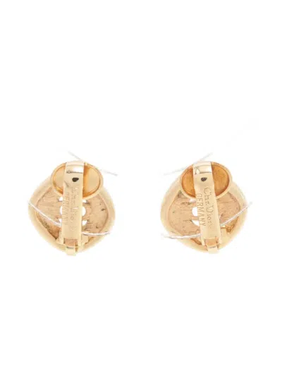 Pre-owned Dior 1980-1990s Cd-plaque Clip-on Earrings In Gold
