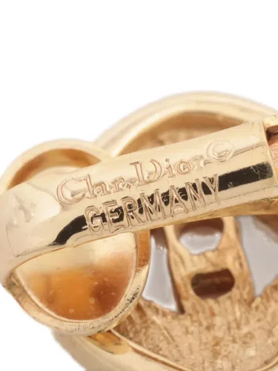Pre-owned Dior 1980-1990s Cd-plaque Clip-on Earrings In Gold