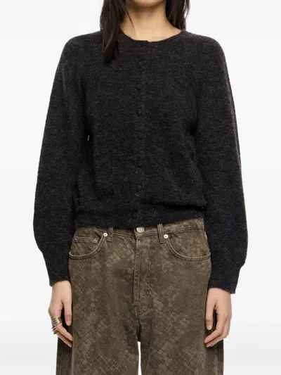 Bimba Y Lola Button-front Balloon-sleeve Cardigan In Gray