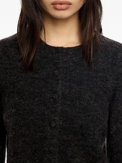 Bimba Y Lola Button-front Balloon-sleeve Cardigan In Gray