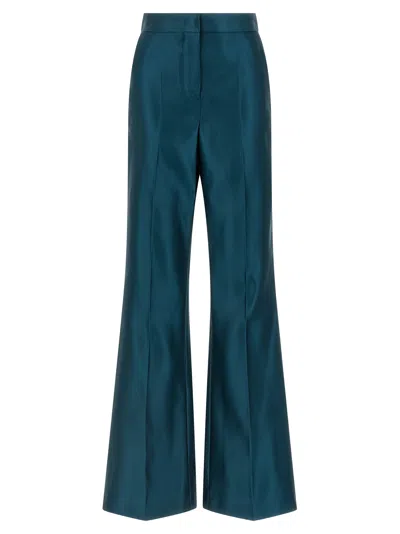 Fendi Satin Pleated Trousers Featuring Pockets In Blue