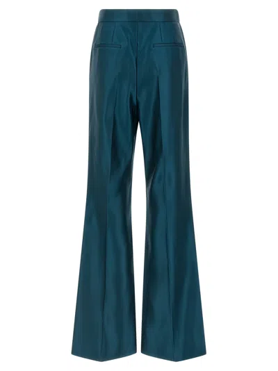 Fendi Satin Pleated Trousers Featuring Pockets In Blue