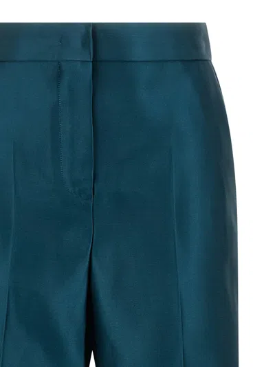 Fendi Satin Pleated Trousers Featuring Pockets In Blue