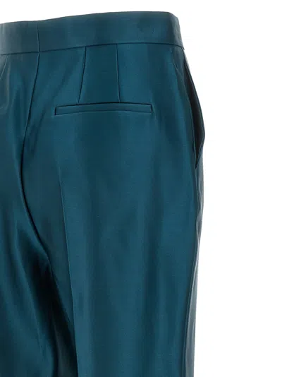 Fendi Satin Pleated Trousers Featuring Pockets In Blue