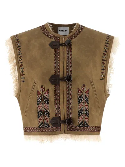 Isabel Marant Étoile Isabel Marant Etoile Clemencia Suede Short Vest With Shearling Lining