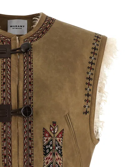 Isabel Marant Étoile Isabel Marant Etoile Clemencia Suede Short Vest With Shearling Lining