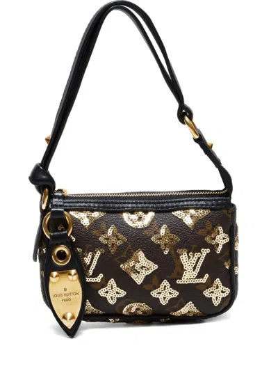 Pre-owned Louis Vuitton 2009 Monogram Eclipse Sequin-embellished Pouch In Brown