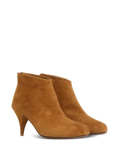Mansur Gavriel Suede Leather Heeled Boots In Brown