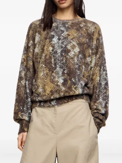 Bimba Y Lola Snakeskin-pattern Sweater In Brown