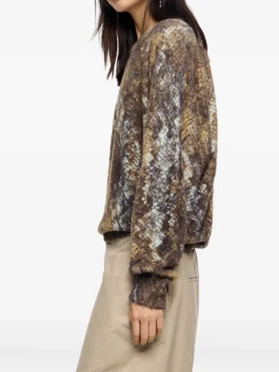 Bimba Y Lola Snakeskin-pattern Sweater In Brown