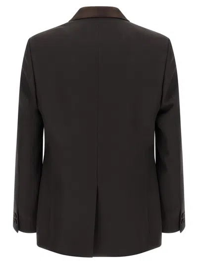 Fendi Tailored Wool Blazer Notch Lapel In Brown