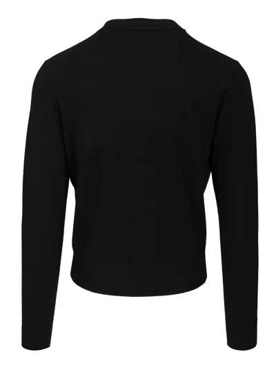 Acne Studios Crew Neck Sweater Knitwear Black In Animal Print