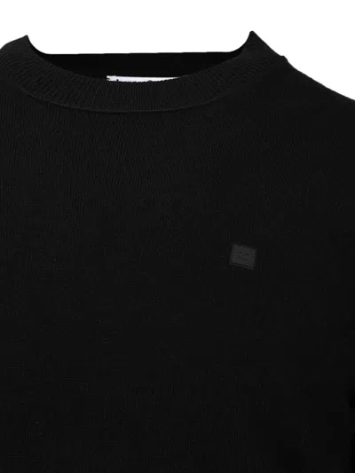 Acne Studios Crew Neck Sweater Knitwear Black In Animal Print