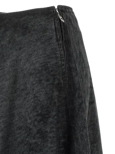 Diesel Full Skirt In Lasered Cotton-hemp Denim In Animal Print