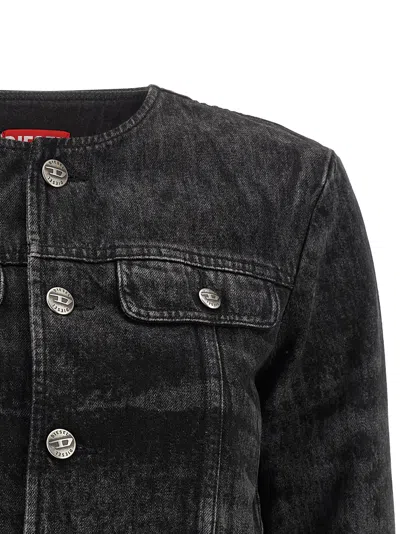 Diesel Grey Jacket With Round Neck And Frayed Edges In Cotton Blend Woman In Black