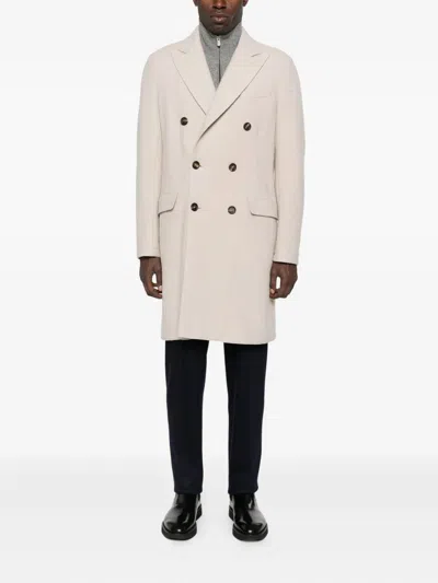 Eleventy Double-breasted Long-sleeve Coat In Neutral