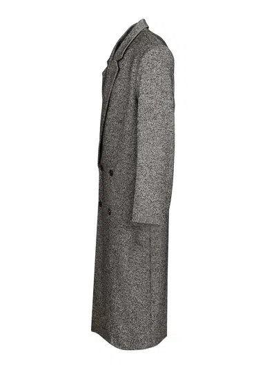 Loewe Double-breasted Wool Blend Coat Coats Grey In Gray