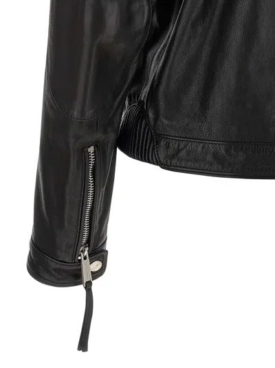 Dsquared2 X Ducati Capsule Leather Jacket Puffer Jackets Black In Black
