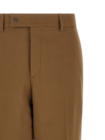 Fendi Gabardine Wool Trousers Pants Brown In Brown