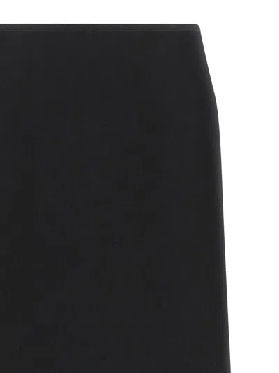 Fendi Women High-waisted Midi Skirt In Grain De Poudre Wool In Black