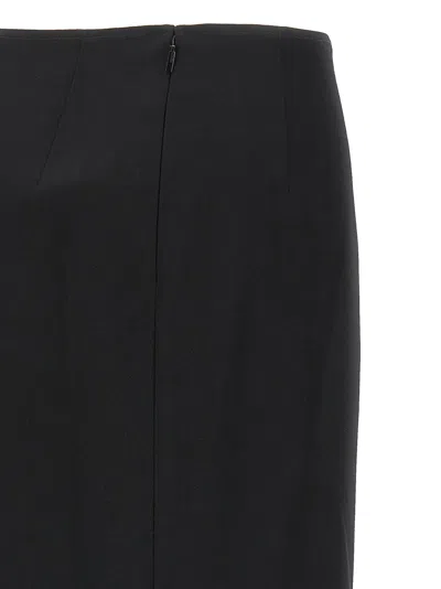 Fendi Women High-waisted Midi Skirt In Grain De Poudre Wool In Black