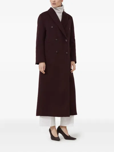 Brunello Cucinelli Hand-crafted Coat In Cashmere Double Beaver Cloth With Monili Clothing In Burgundy