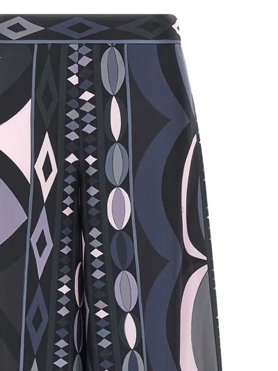Pucci Geometric High Waist Wide Leg Trousers In Blue